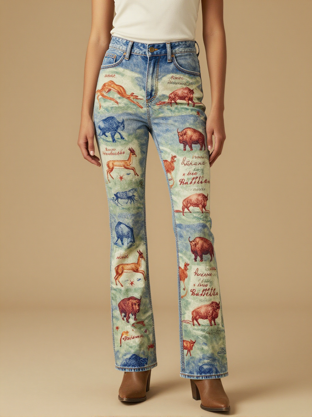 Home on the Range Bootcut Jeans – Front View – Jessie – Sunset Copper / Deep Blue