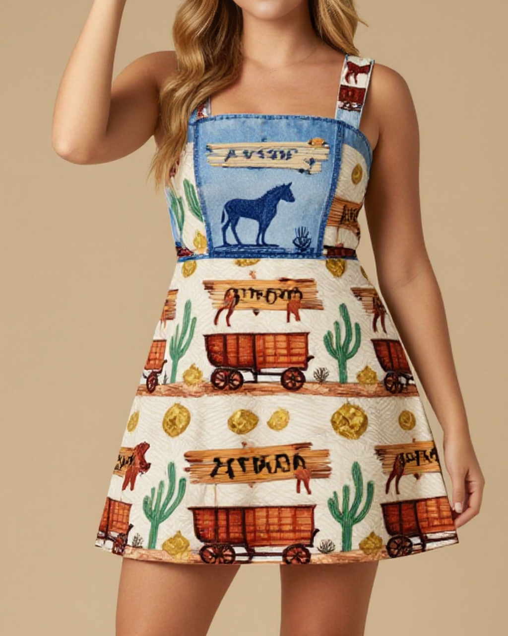 Oatman Burros Structured Mini Dress – Front View – Mara