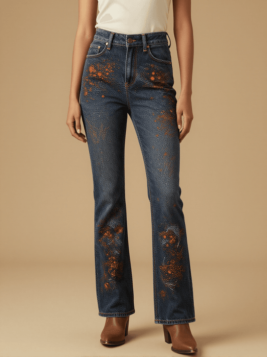 Campfire Ember Field Bootcut Jeans – Front View – Riley – Blackened Indigo / Ember Copper