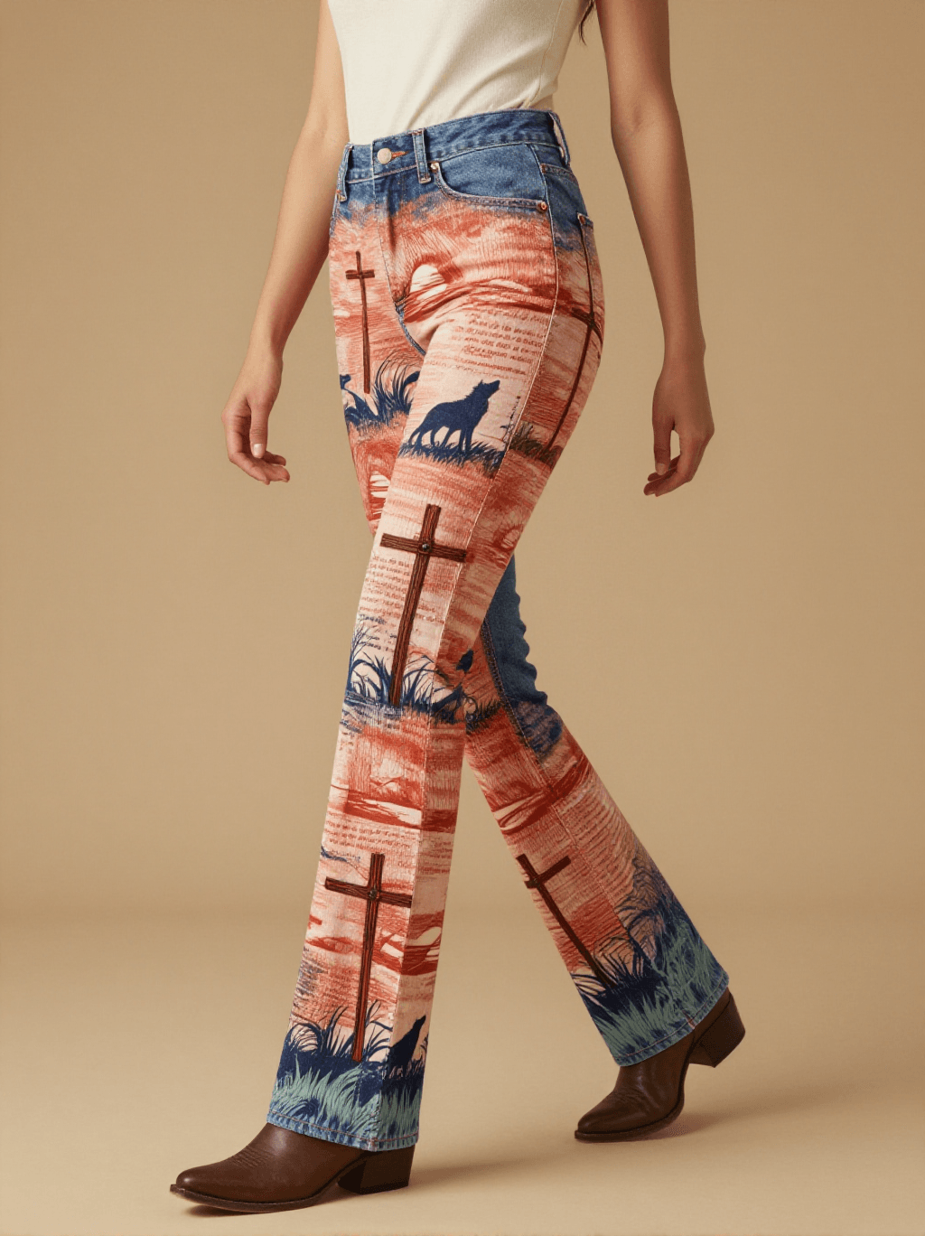Bury Me Not on the Lone Prairie Bootcut Jeans – Front View – Jessie
