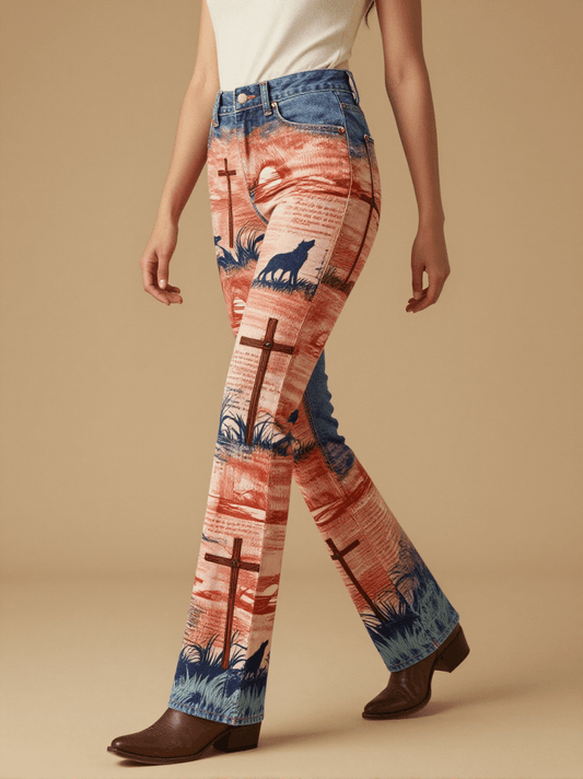 Bury Me Not on the Lone Prairie Bootcut Jeans – Front View – Jessie