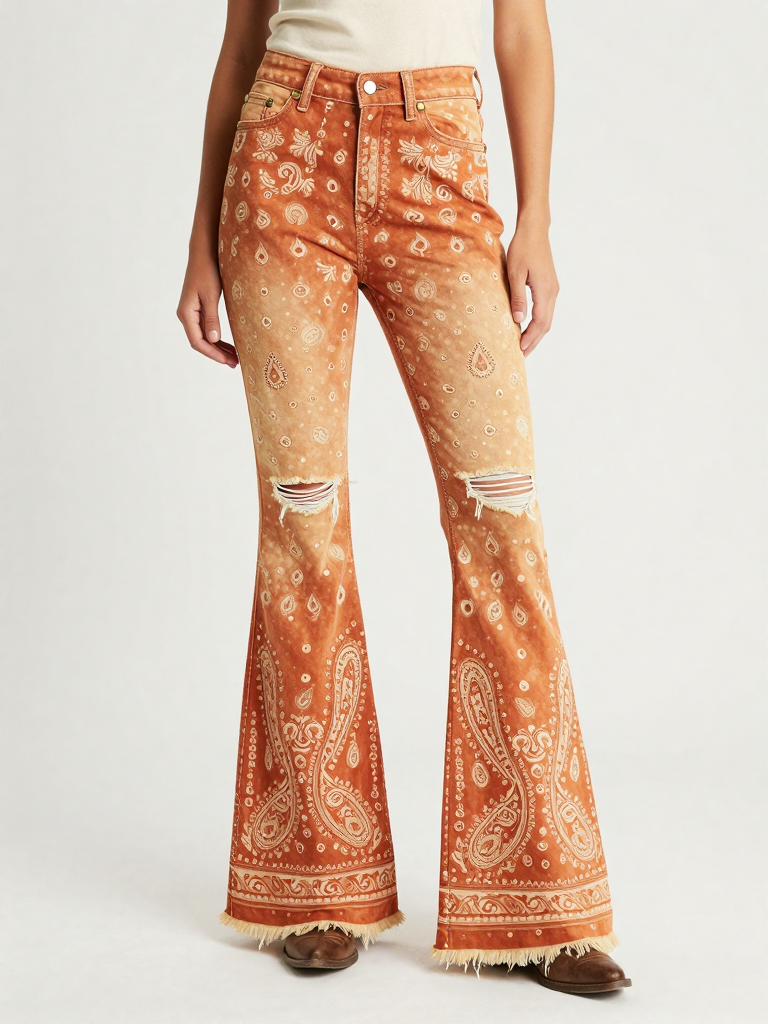 Burnt Orange Bandana RB-BOT21 – Front View – Jessie – Orange / Ivory