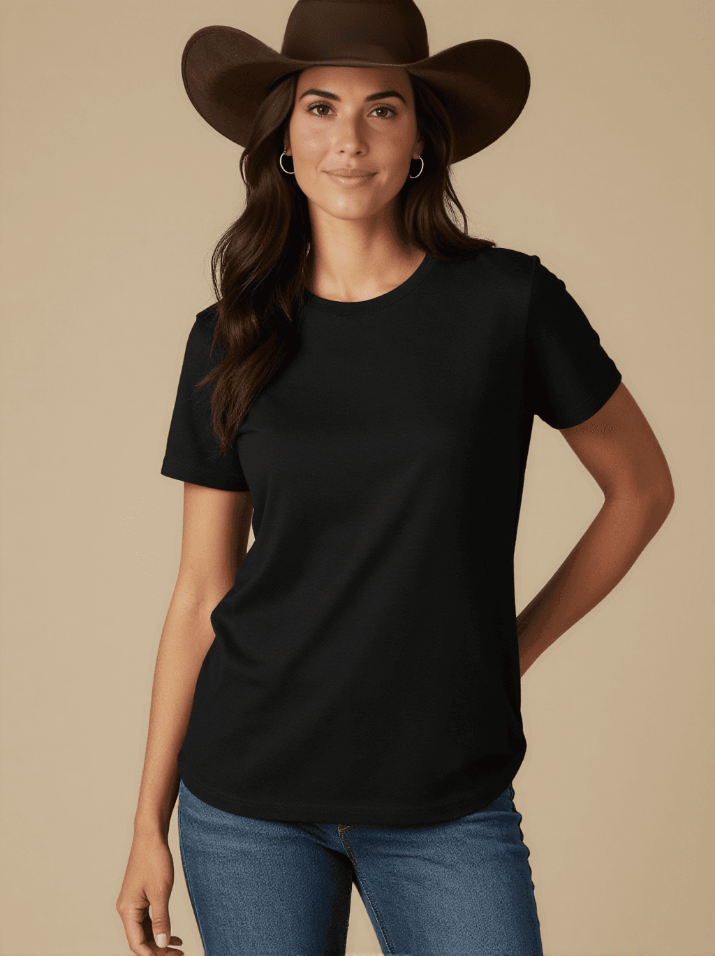 Fiddle & Fireflies Washed Tee – Front View – Jessie – black