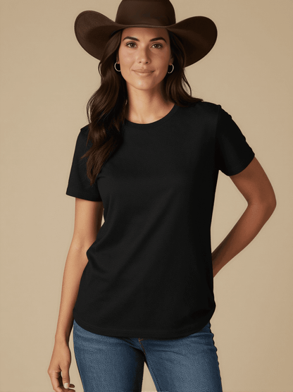 Fiddle & Fireflies Washed Tee – Front View – Jessie – black