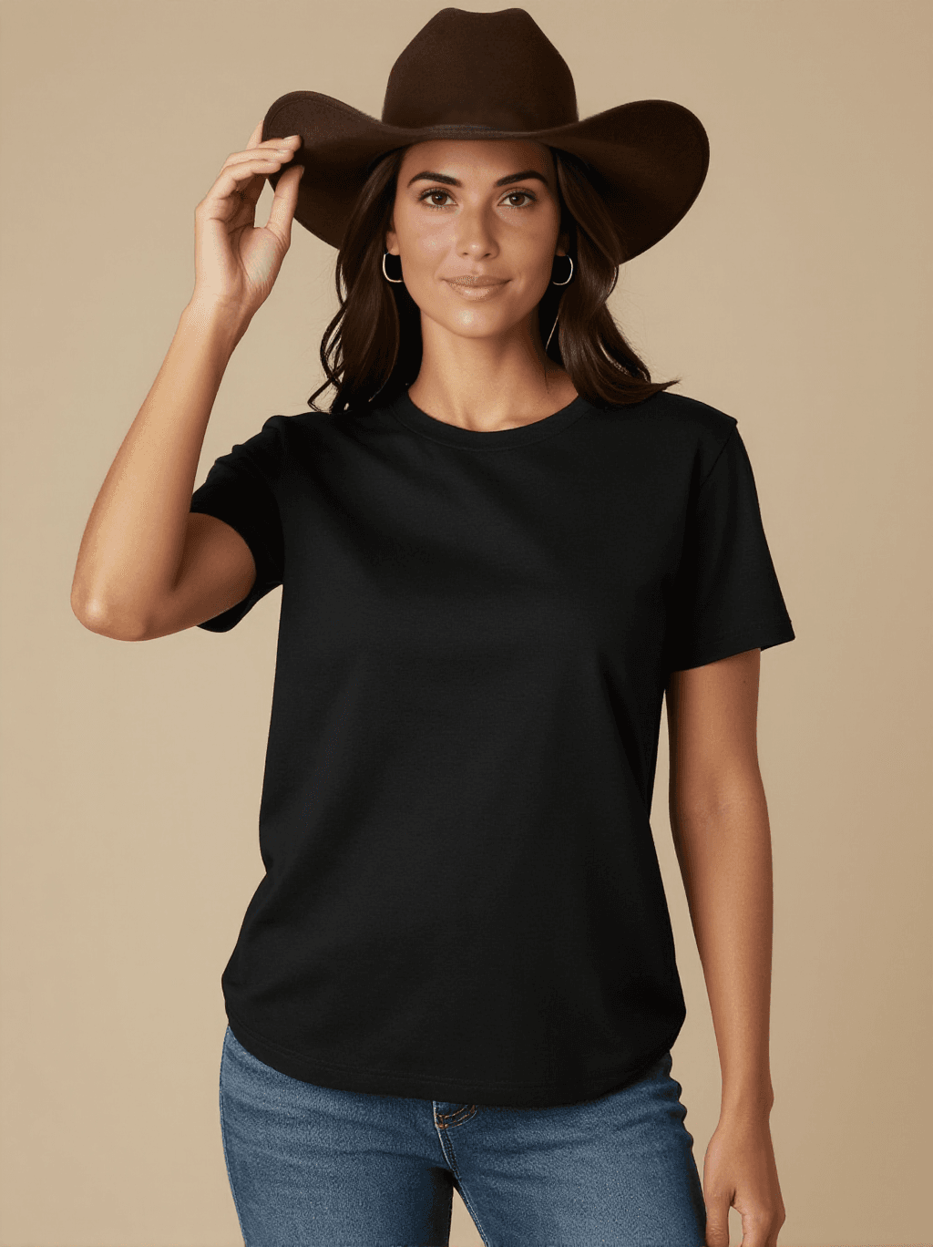 Stirrup Trouble Washed Tee – Front View – Jessie – black