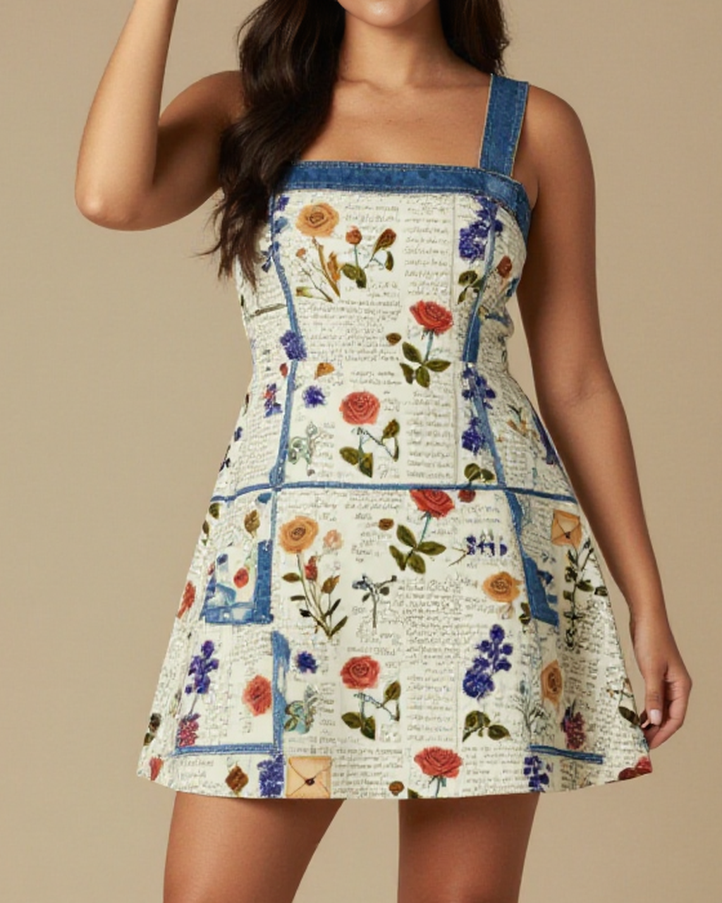Down in the Valley Structured Mini Dress – Front View – Jessie – Sage Dust / Trail Bone / Roan Red