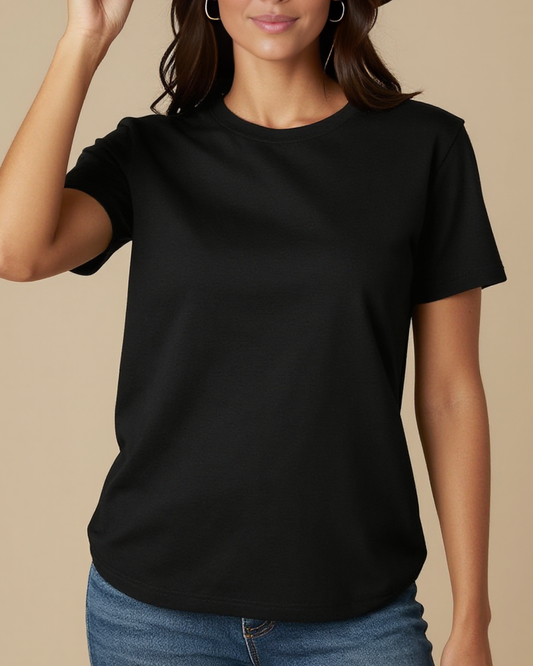 Sage & Swagger Washed Tee – Front View – Jessie – black