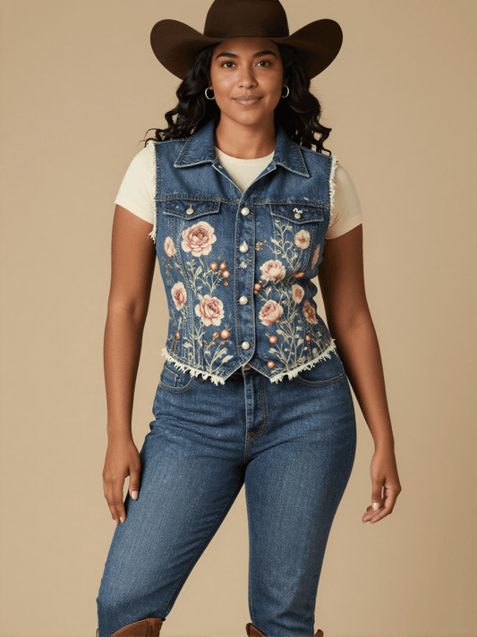 Saddleworn Rose RB-VST02 – Front View – Mara – Indigo