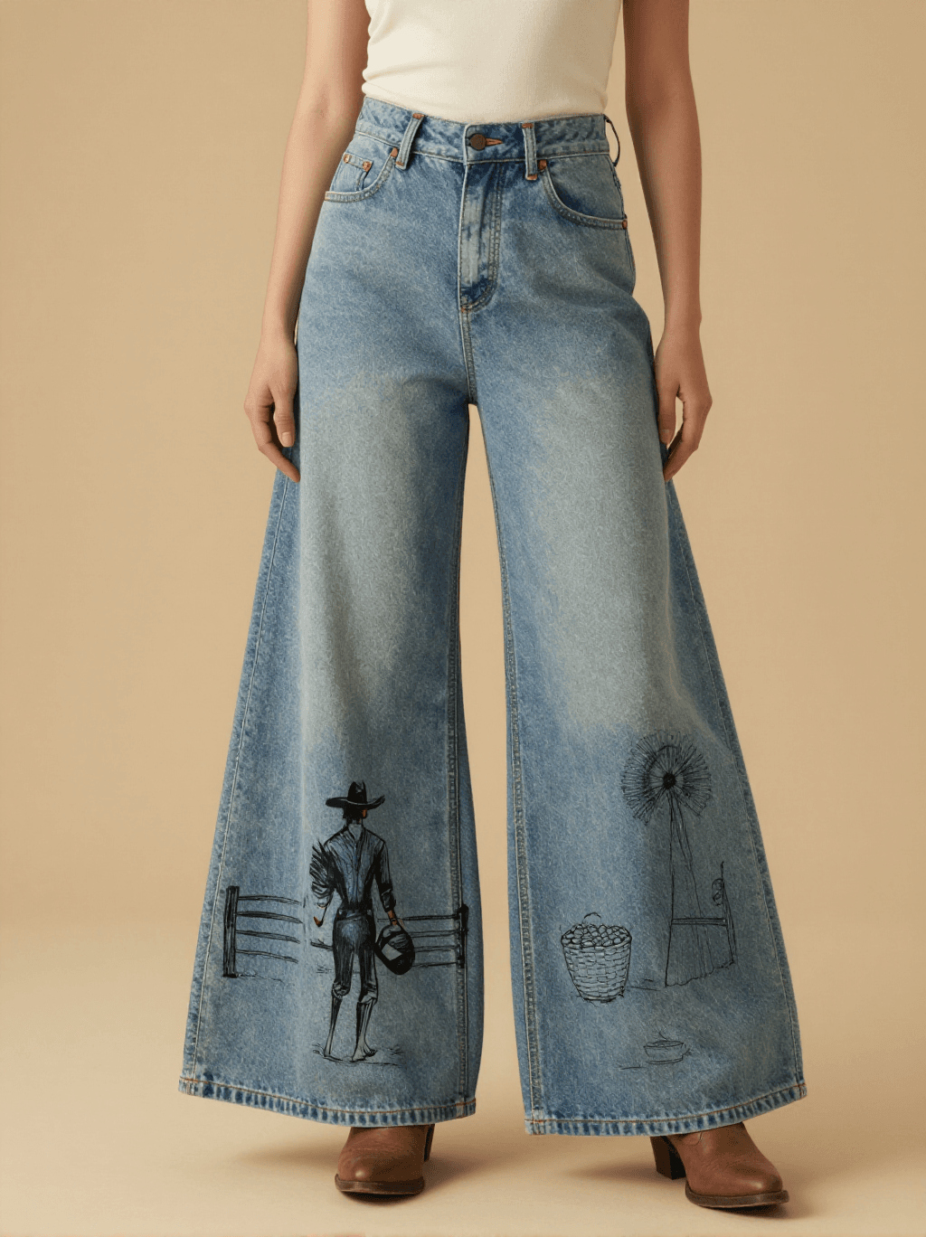 Ranch Morning Chores RB-BOT05 – Front View – Mara – Blue Denim