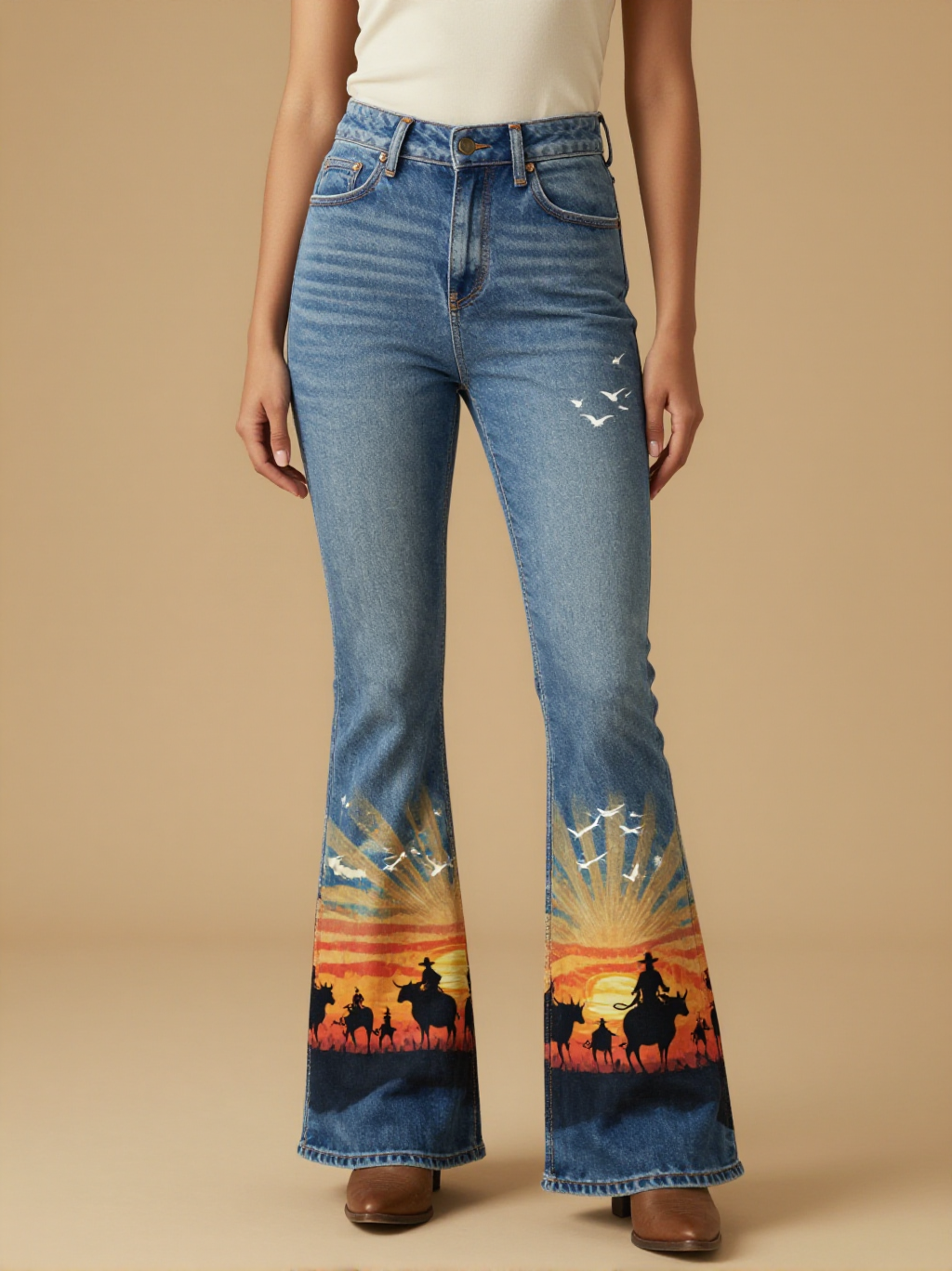 Sunset Cattle Drive RB-BOT04 – Front View – Jessie – Blue Denim