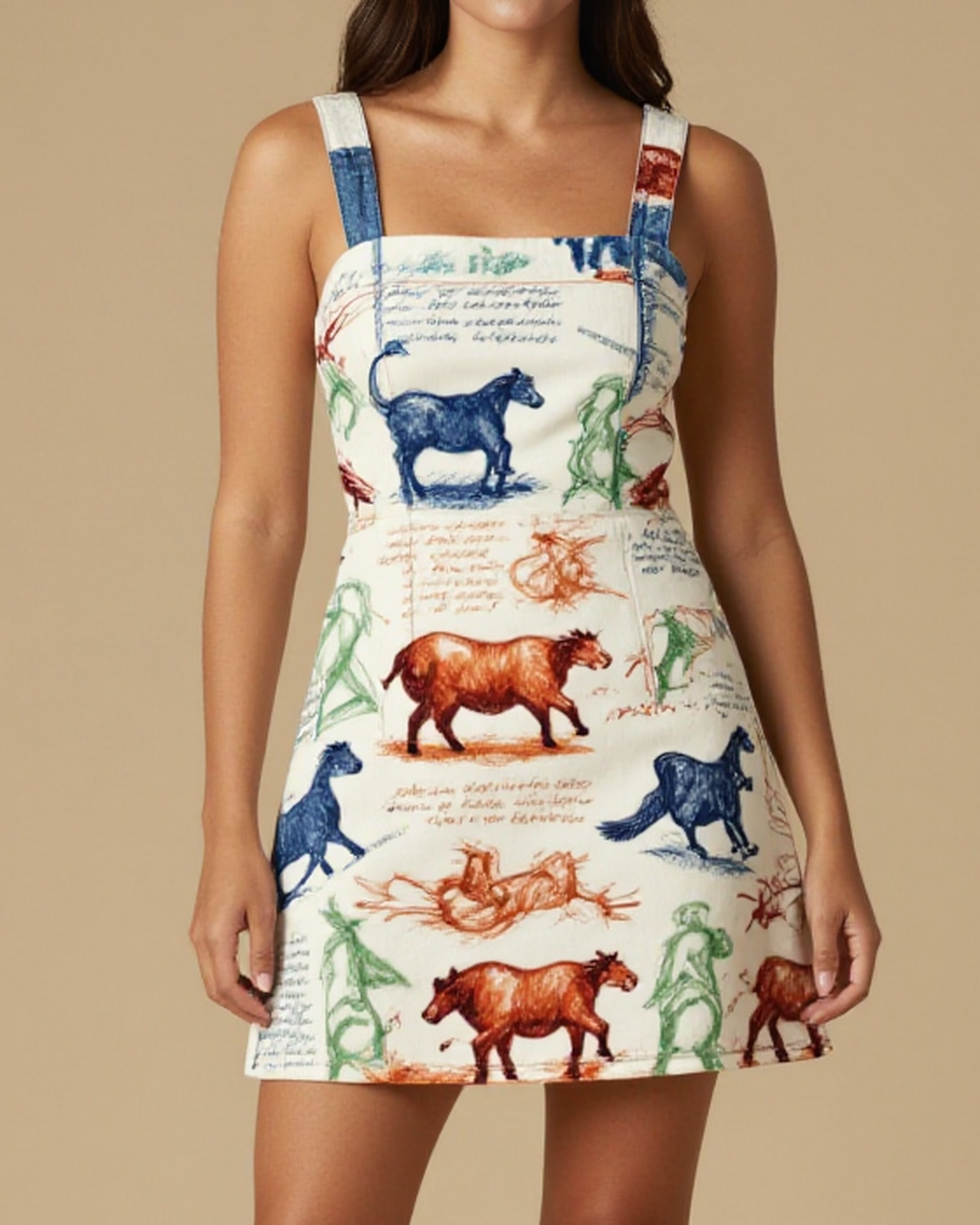 Git Along Little Dogies Structured Mini Dress – Front View – Jessie – Blue Denim