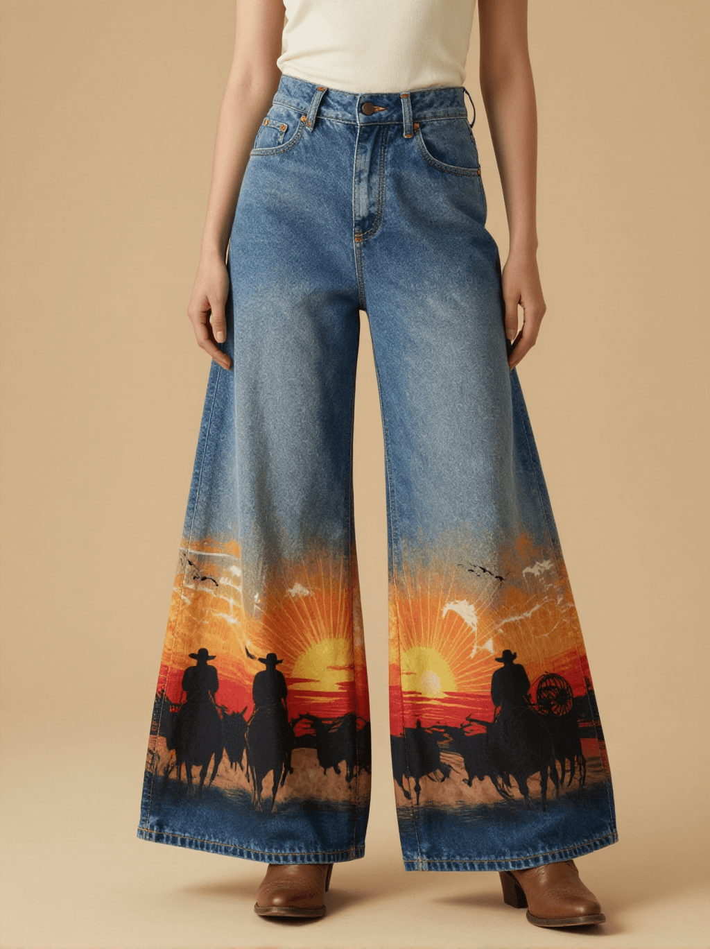 Sunset Cattle Drive RB-BOT05 – Front View – Riley – Blue Denim