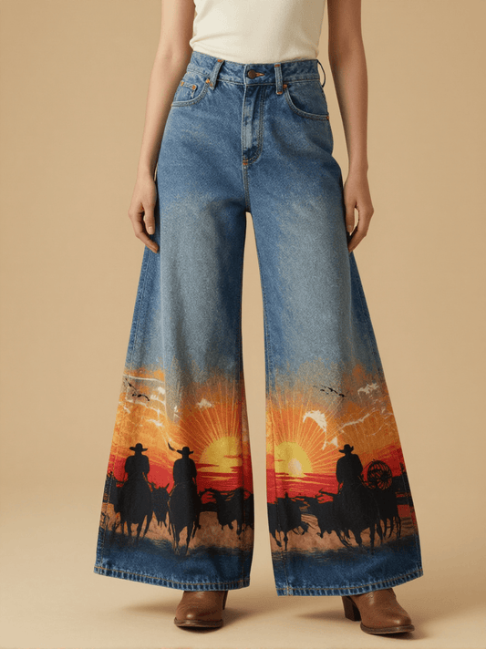 Sunset Cattle Drive RB-BOT05 – Front View – Riley – Blue Denim