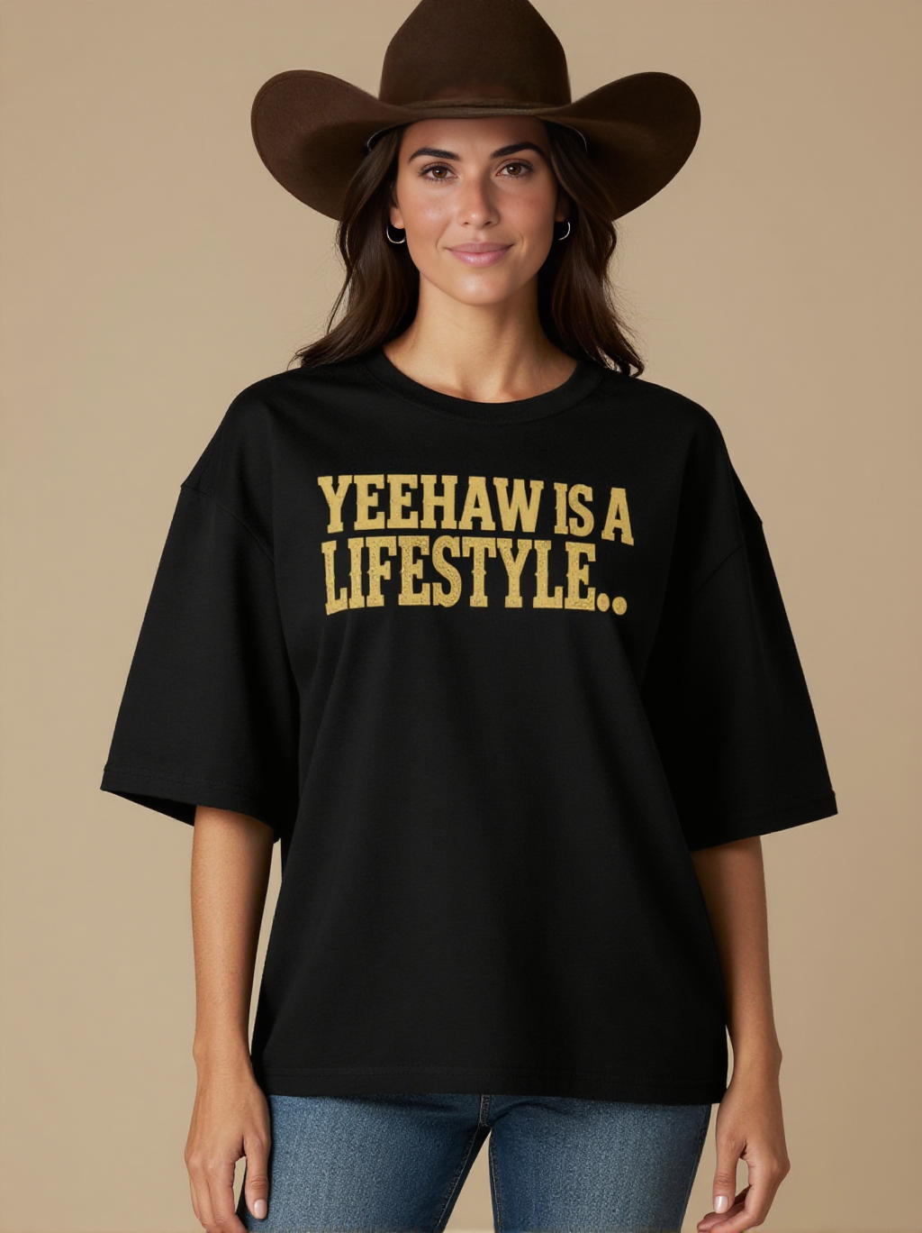 Yeehaw Is A Lifestyle RB-TOP14 – Front View – Jessie – Black