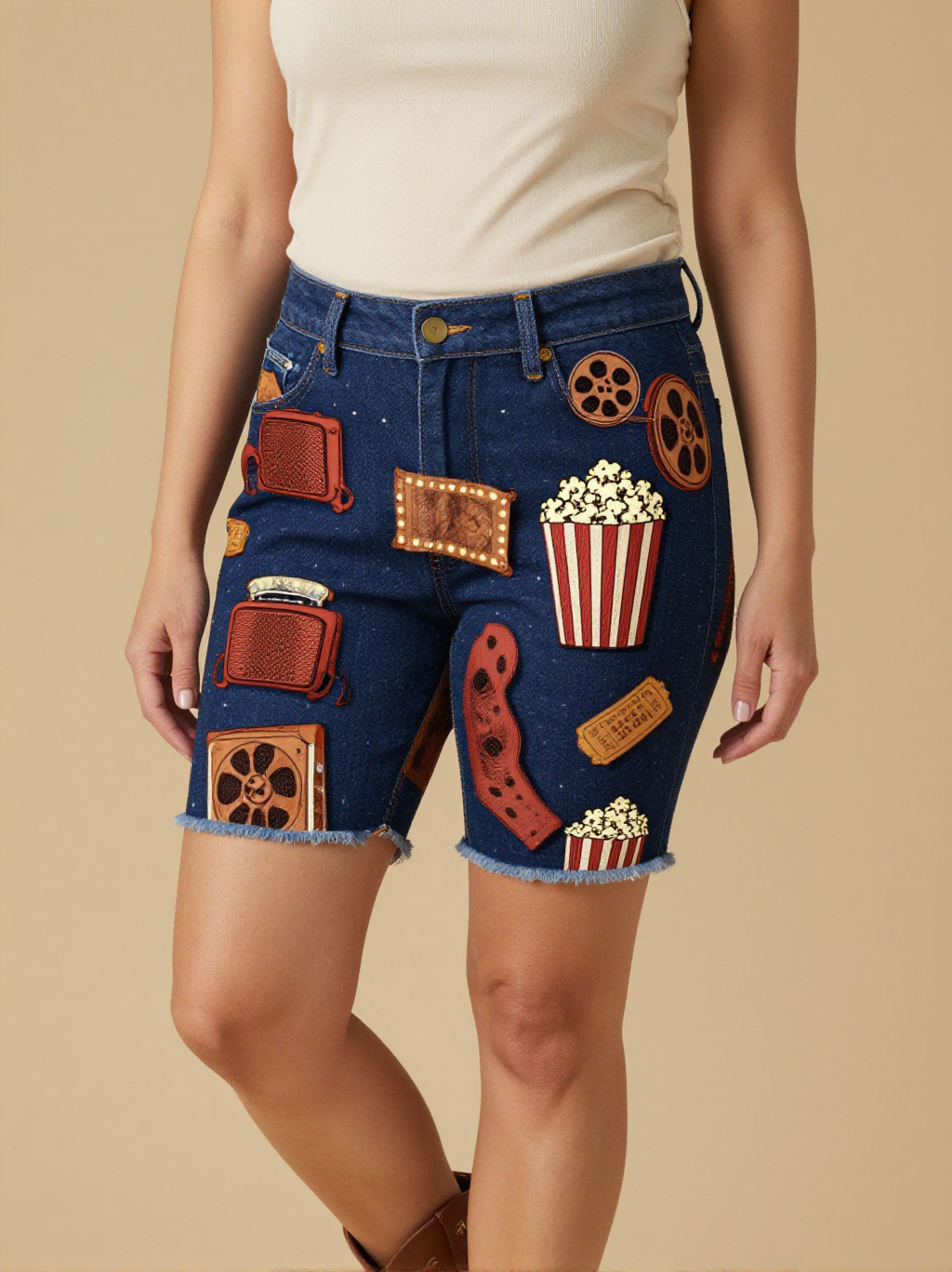 Drive-In Denim Shorts – Front View – Mara