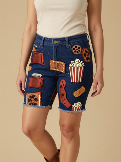 Drive-In Denim Shorts – Front View – Mara