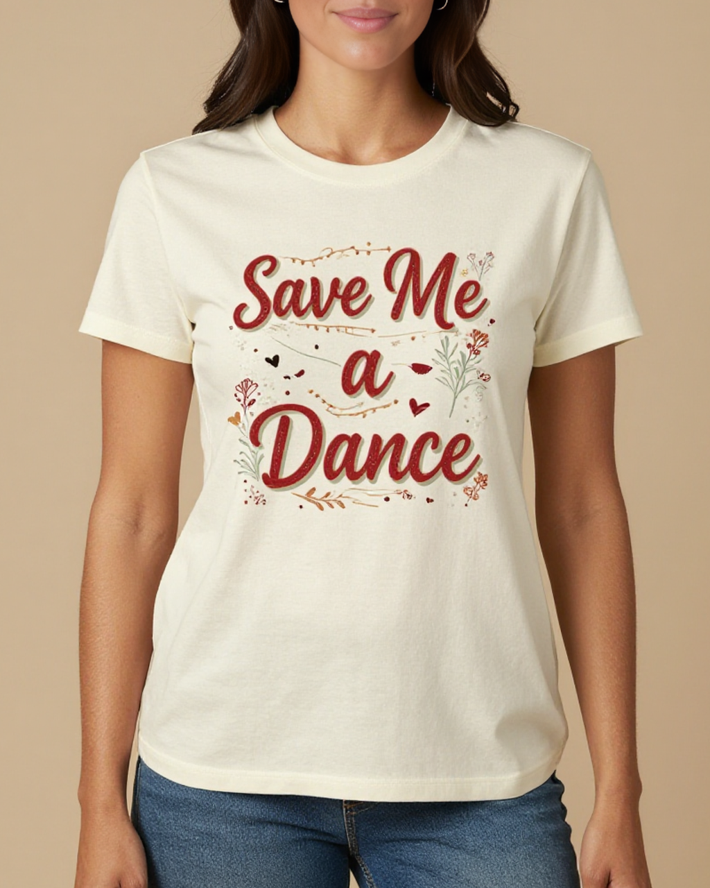 Save Me a Dance Washed Tee – Front View – Jessie – white