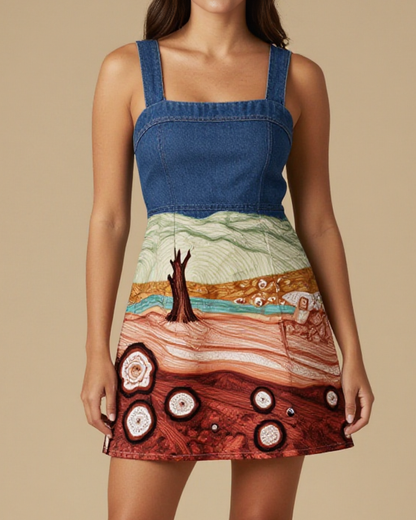Petrified Forest Structured Mini Dress – Front View – Mara