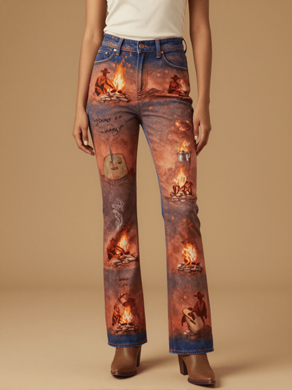 Campfire Circle Bootcut Jeans – Front View – Mara