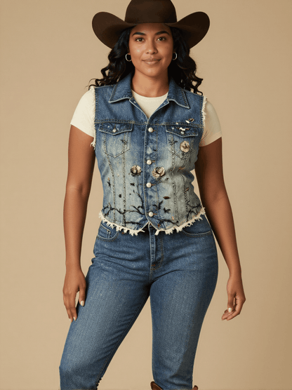 Barbed Wire Rose RB-VST02 – Front View – Mara – Indigo
