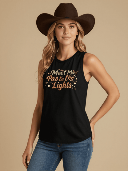 Meet Me Past the Lights Tank Top – Front View – Riley – black