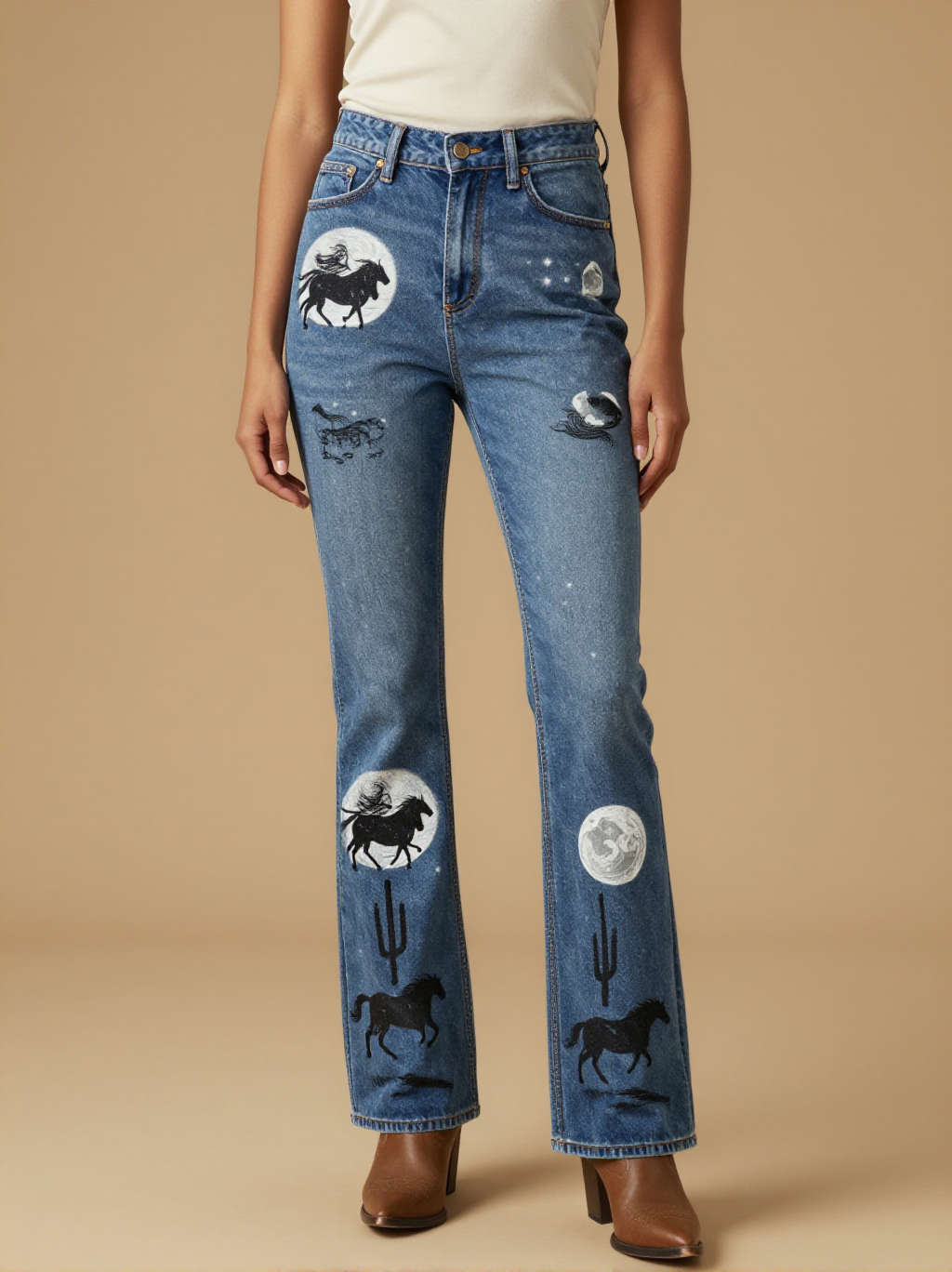Mustang Moonrise Bootcut Jeans – Front View – Jessie – Silver Moon / Deep Indigo