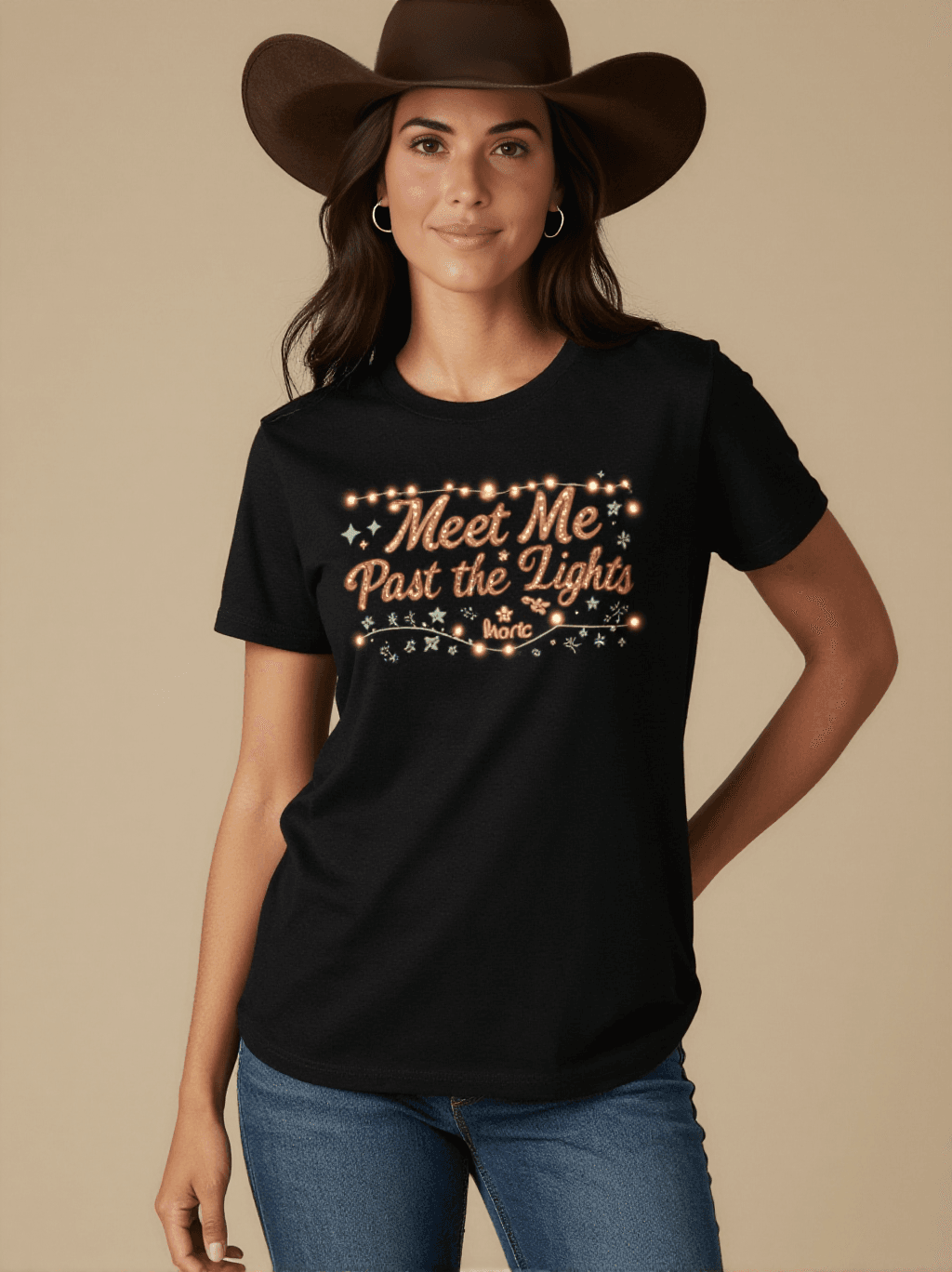 Meet Me Past the Lights Washed Tee – Front View – Jessie – black