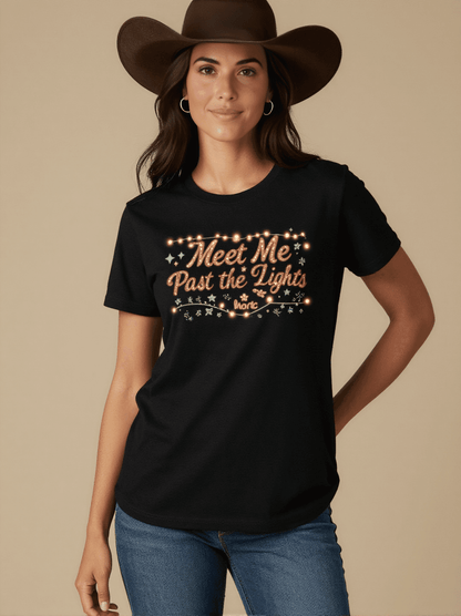 Meet Me Past the Lights Washed Tee – Front View – Jessie – black